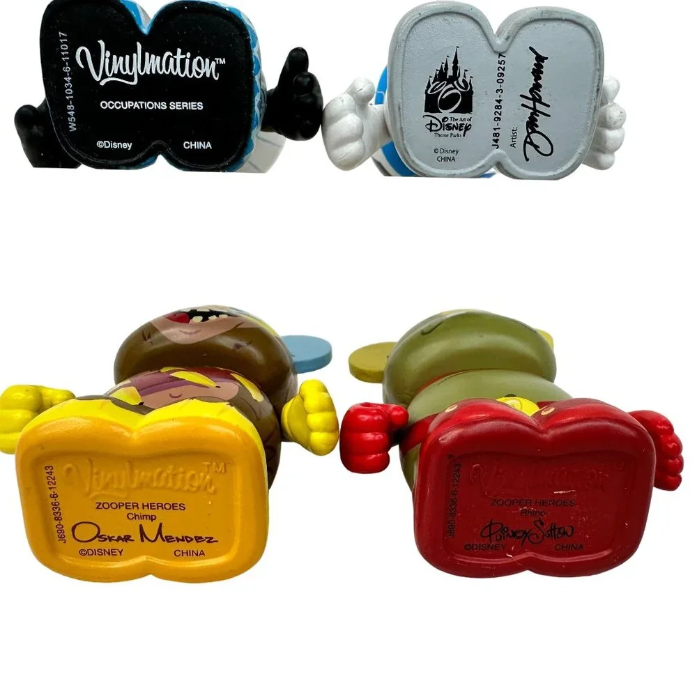 Disney Vinylmation Zooper Heroes Set Of 4 Chimp Rhinos Astronaut & Striped Mouse